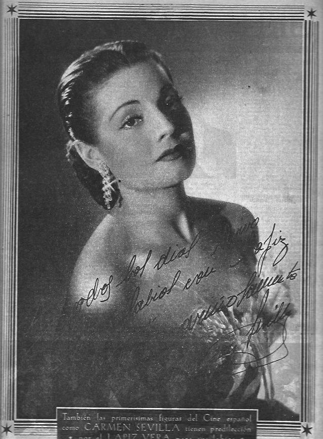 LAMINA 30442: Publicidad de Lapiz Vera con Carmen Sevilla y autografo
