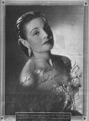 LAMINA 30442: Publicidad de Lapiz Vera con Carmen Sevilla y autografo