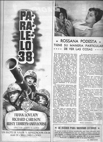 LAMINA 30395: Rossana Podesta y anuncio de Paralelo 38
