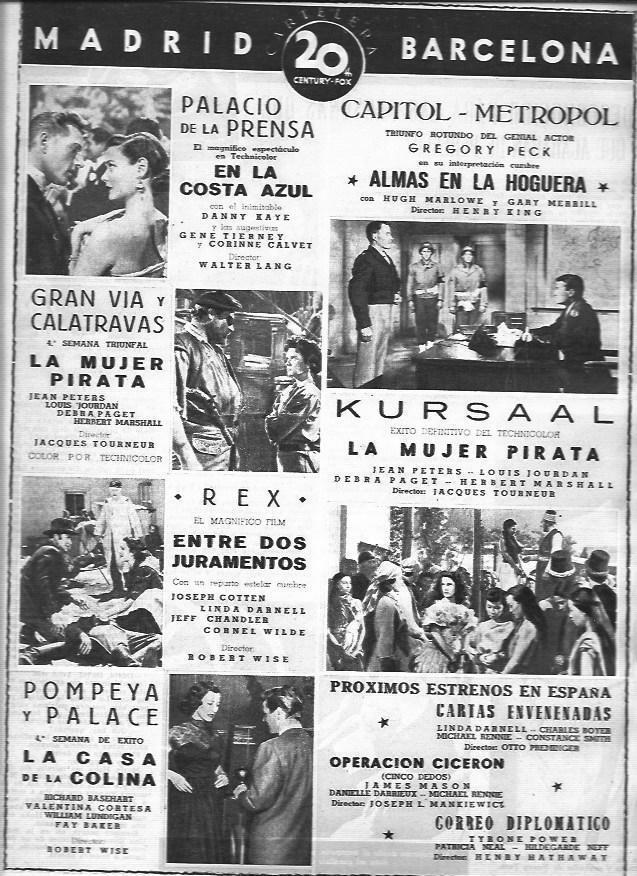 LAMINA 30312: Cartelera de Madrid y Barcelona con peliculas de 20th Century Fox