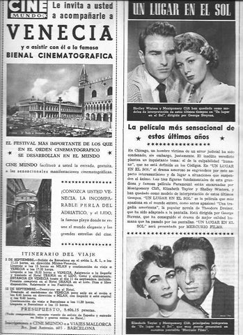 LAMINA 30207: Montgomery Cliff con  Liz Taylor y con Shelley Winters