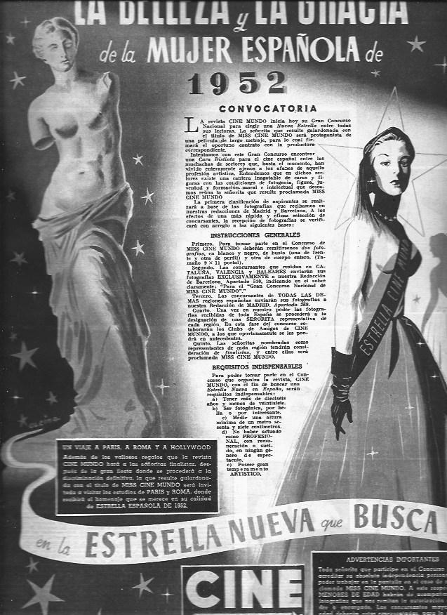 LAMINA 30234: Publicidad del concurso de Miss Cine Mundo