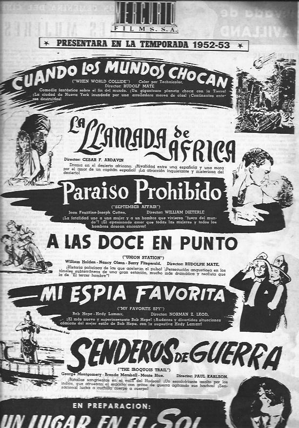 LAMINA 30186: Publicidad de Mercurio Films