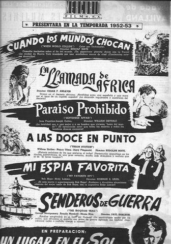 LAMINA 30186: Publicidad de Mercurio Films