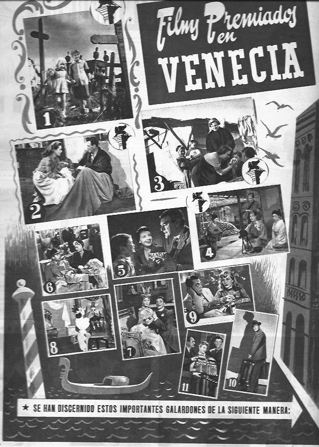 LAMINA 30276: Films premiados en Venecia 1952