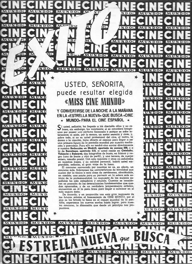 LAMINA 30295: Publicidad del concurso Miss Cine Mundo