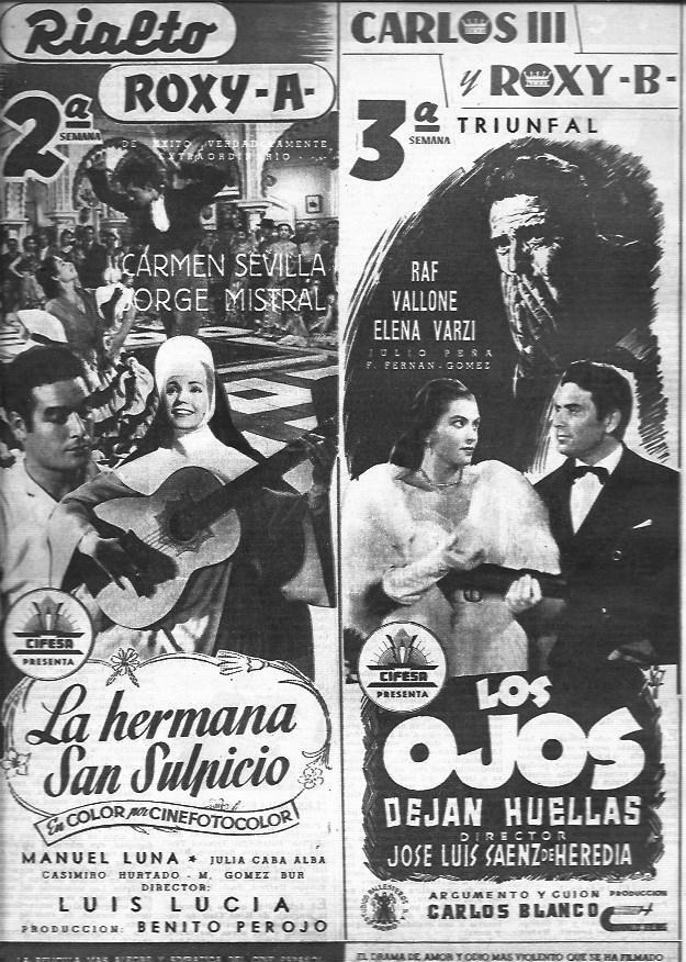 LAMINA 30310: Publicidad de Los ojos dejan huella y La hermana San Sulpicio