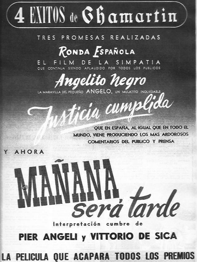 LAMINA 30308: Anuncio de Mañana sera tarde de Vittoria de Sica
