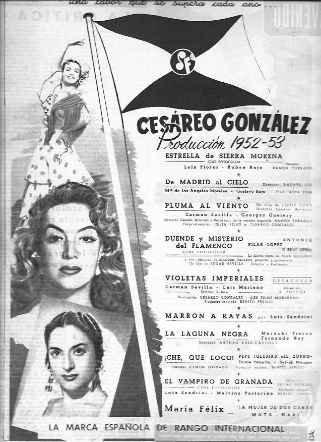 LAMINA 30241: Peliculas de 1952-53 producidas por Cesareo Gonzalez