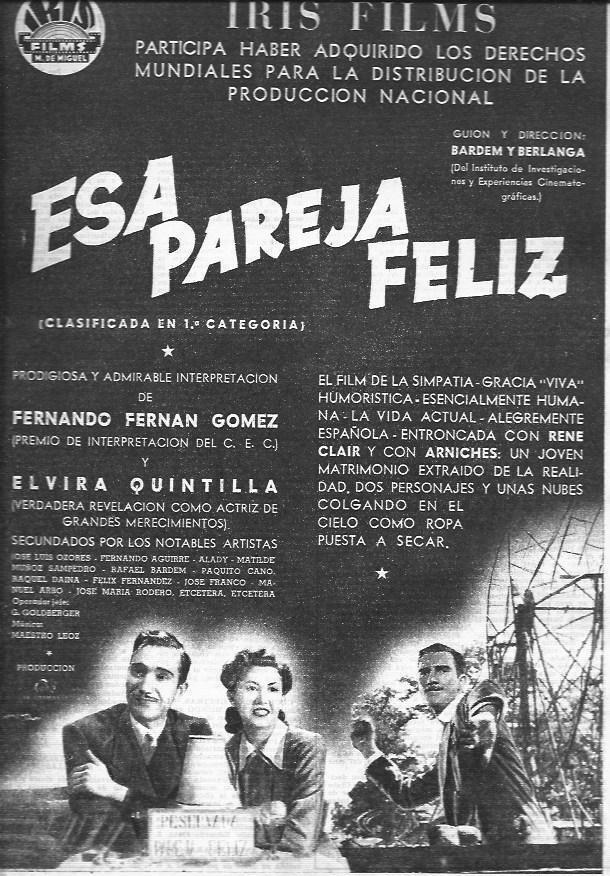 LAMINA 30269: Publicidad de Iris Films y la pelicula Esa pareja feliz
