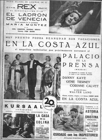 LAMINA 30265: Publicidad de cines con las peliculas El ladron de Venecia y La casa de la colina