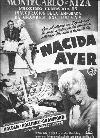 LAMINA 30263: Publicidad del estreno de  Nacida ayer 
