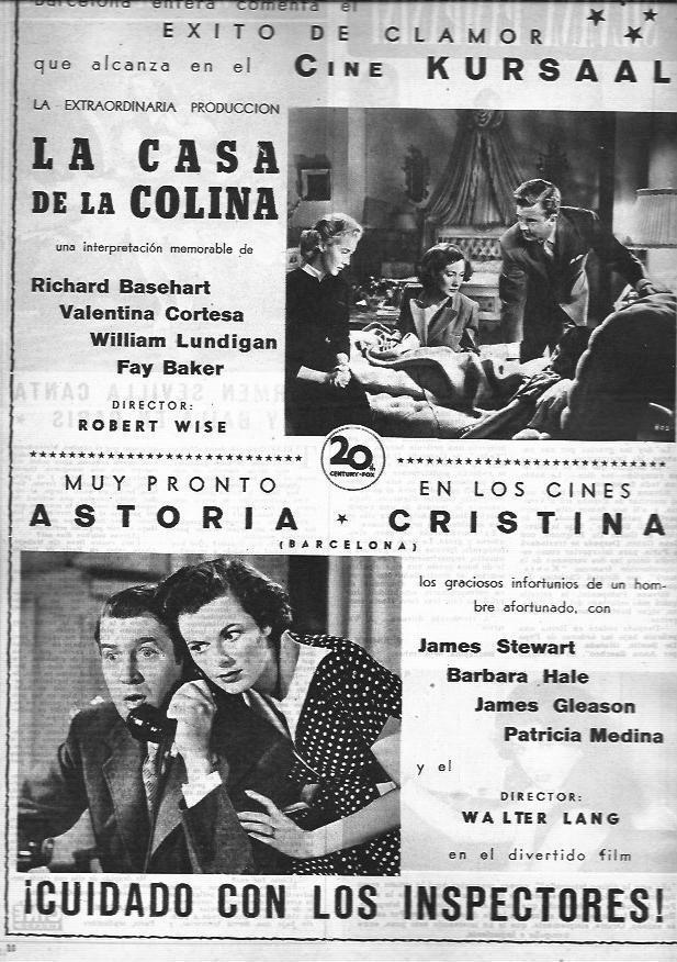 LAMINA 30258: Publicidad de La Casa de la colina en cines Astoria y Cristina de Barcelona