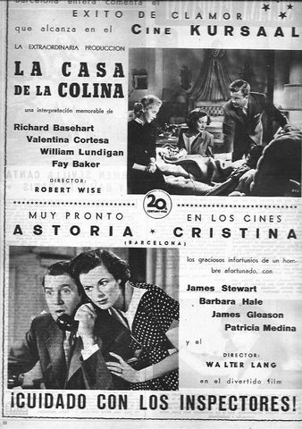 LAMINA 30258: Publicidad de La Casa de la colina en cines Astoria y Cristina de Barcelona
