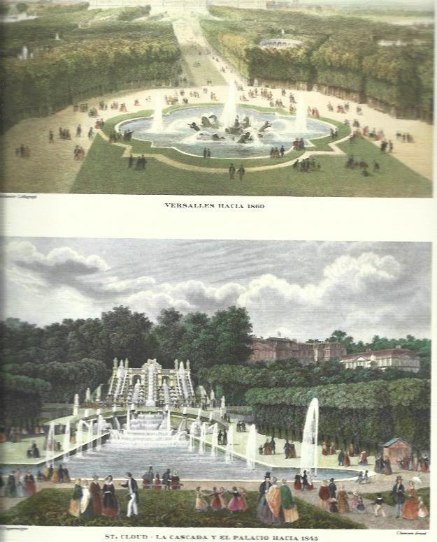 LAMINA 30463: Versalles hacia 1860 y Cascada y palacio de Saint Cloud en 1845