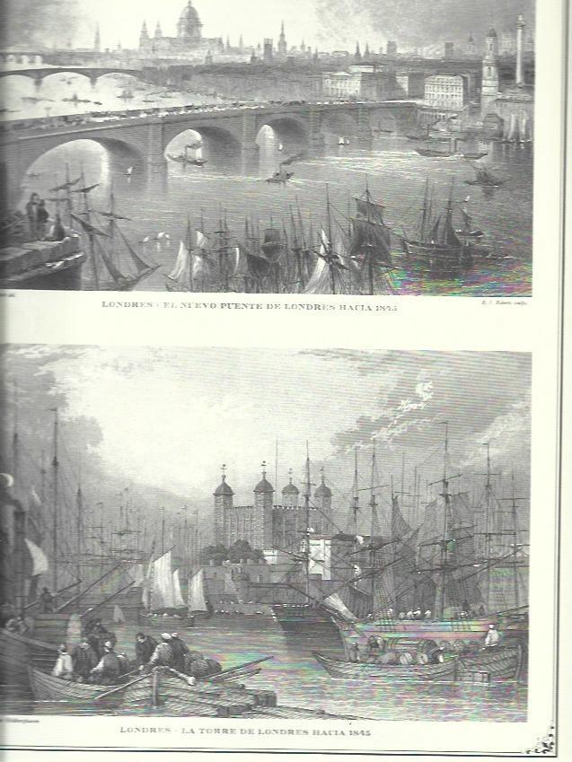 LAMINA 30519: Puente y Torre de Londres hacia 1845