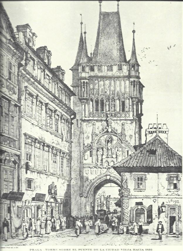LAMINA 30512: Torre del puente de la ciudad vieja de Praga