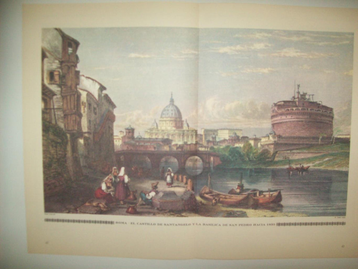 LAMINA 30535: Castillo de Santangelo y Basilica de San Pedro en Roma hacia 1835