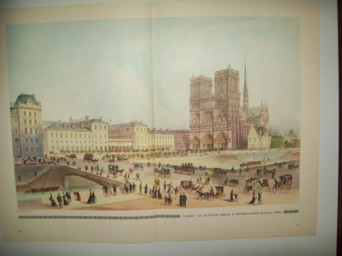LAMINA 30534: Puente Chico y Notre Dame en Paris hacia 1865