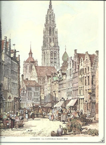 LAMINA 30498: La catedral de Amberes hacia 1830