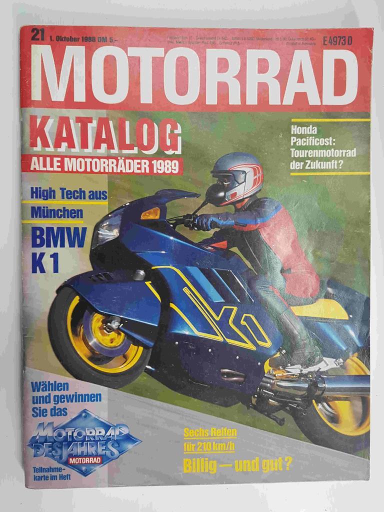 Revista: Motorrad 21, Oktober 1988. Katalog alle motorrader 1989