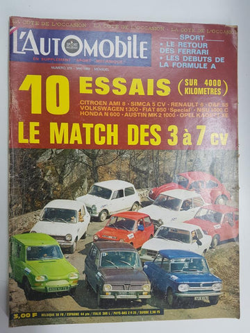 Revista: L'Automobile numero 276 mai 1969. No tiene poster central
