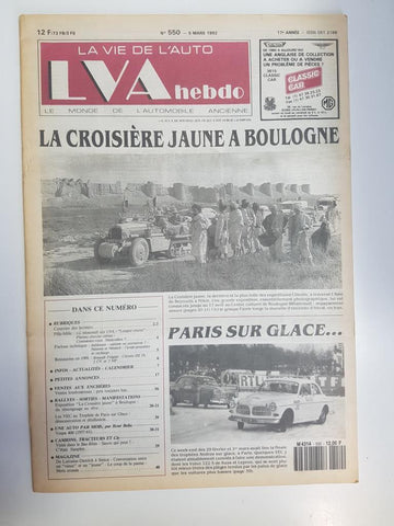 Revista, Magazine: La Vie de l'Auto LVA Hebdo num 550, 5 mars 1992 - La croisiere jaune a Bolougne