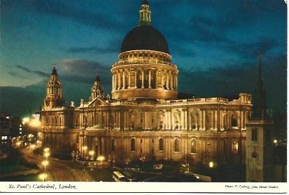 POSTAL L00443: Vista nocturna de la catedral de Saint Paul en Londres