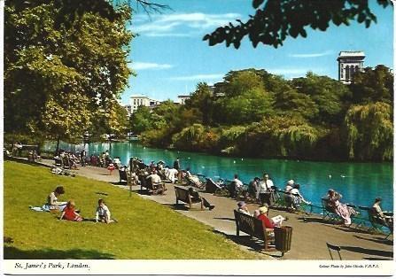 POSTAL L00417: Vista del Parque de Saint James, Londres