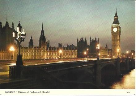 POSTAL L00688: Vista nocturna del Parlamento de Londres
