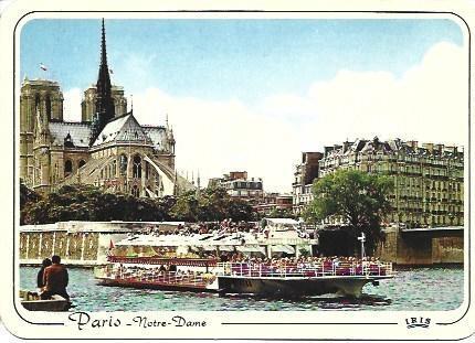 POSTAL L00127: Notre Dame y bateau mouche en Paris