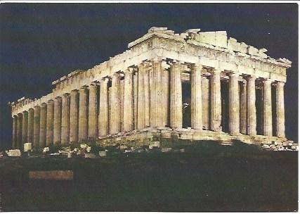 POSTAL L00101: Vista nocturna del Partenon de Atenas