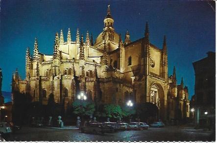 POSTAL L00140: Vista nocturna de la catedral de Segovia