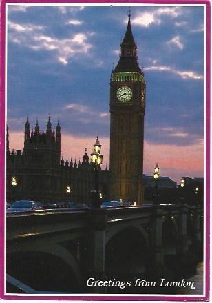 POSTAL L00033: Big Ben en Londres, vista nocturna