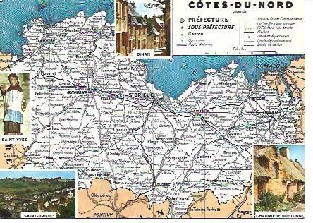 POSTAL L00073: Mapa de las costas del Norte de Francia