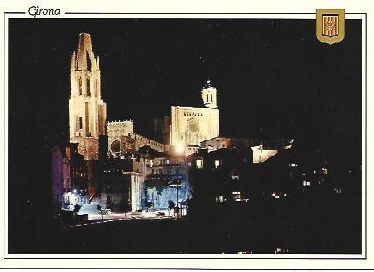 POSTAL L00281: Vista nocturna de la Catedral de Girona
