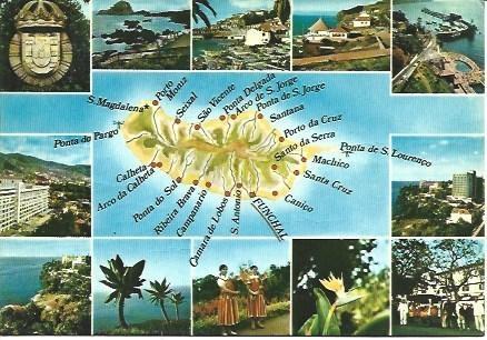 POSTAL L00208: Mapa y vistas de Madeira