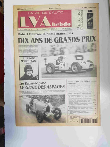 Revista, Magazine: La Vie de l'Auto LVA hebdo num 644,  3 mars 1994 - Dix ans de Grands Prix. NO INCLUYE SUPLEMENTO