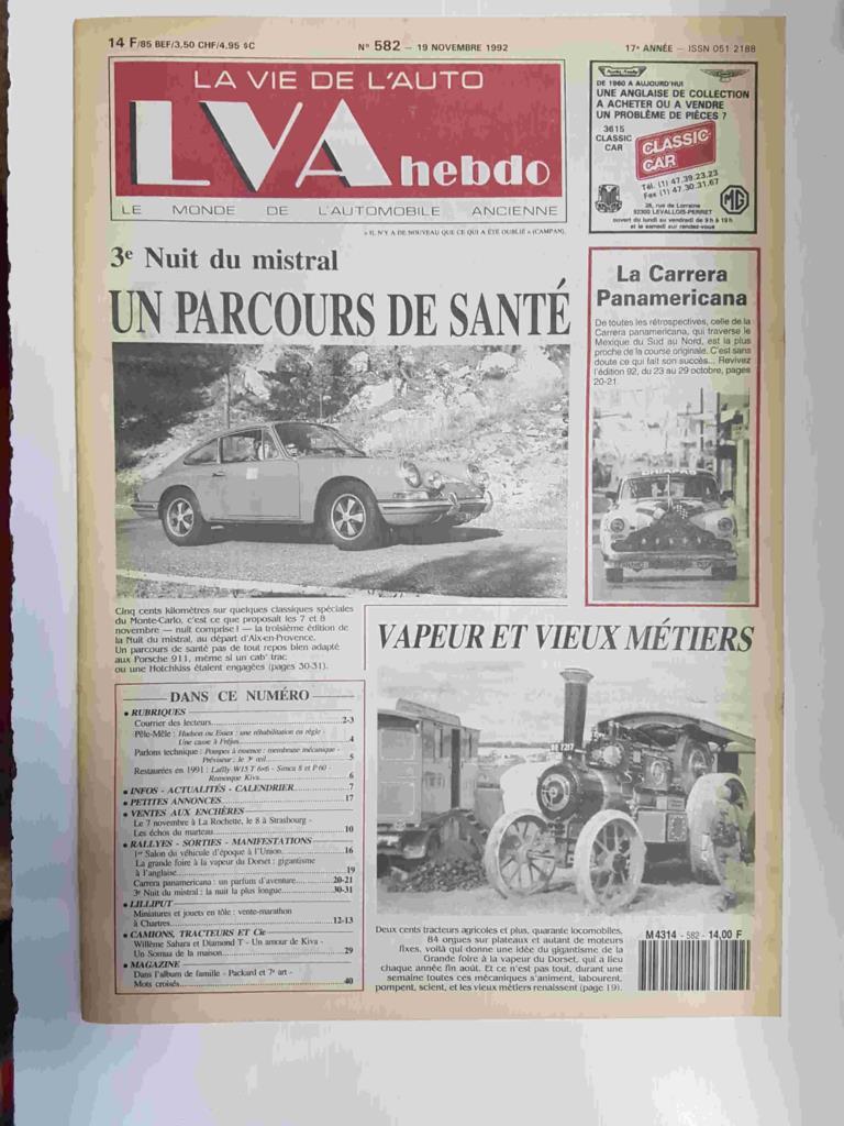 Revista, Magazine: La Vie de l'Auto LVA hebdo num 582,  19 novembre 1992 - 3e nuit du mistral un parcours de Santé