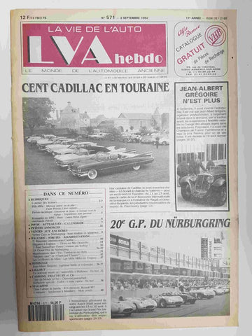 Revista, Magazine: La Vie de l'Auto LVA hebdo num 571,  3 septembre 1992 - Cent Cadillac en Touraine