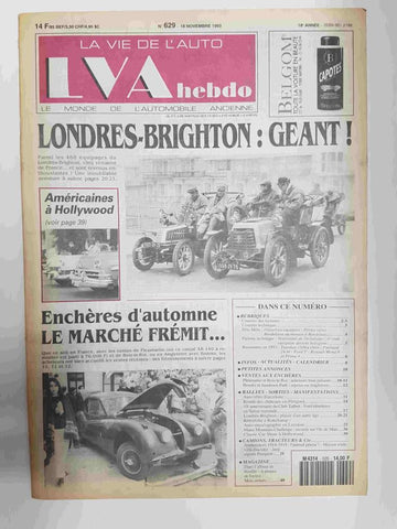Revista, Magazine: La Vie de l'Auto LVA hebdo num 629,  18 novembre 1993 - Londres/Brghton geant