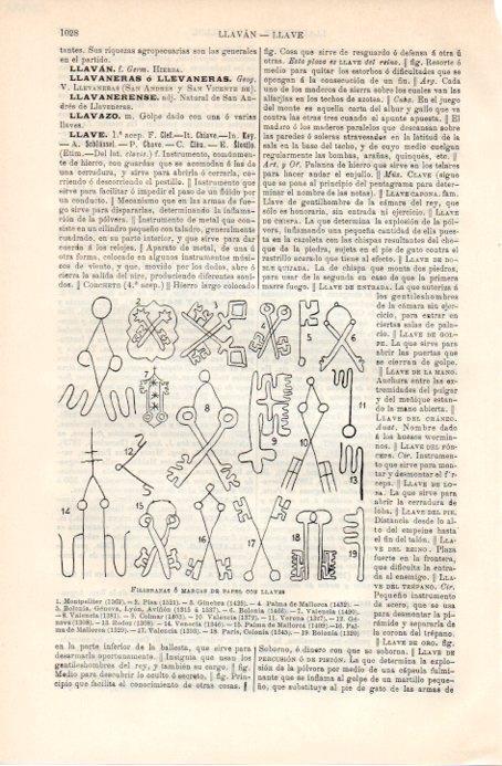 LAMINA V09067: Filigranas de papel con llaves