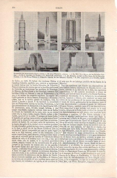 LAMINA V09116: Proyectos del monumento faro a Colon