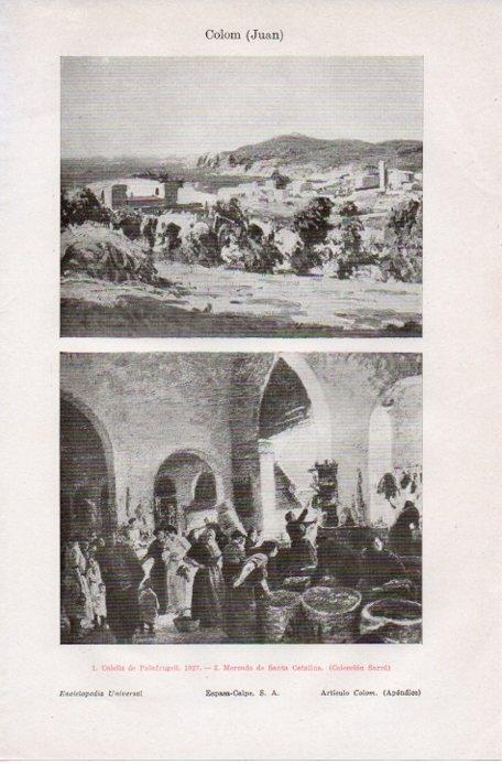 LAMINA V09115: Calella de Palafrugell y Mercado de Santa Catalina, por Juan Colom