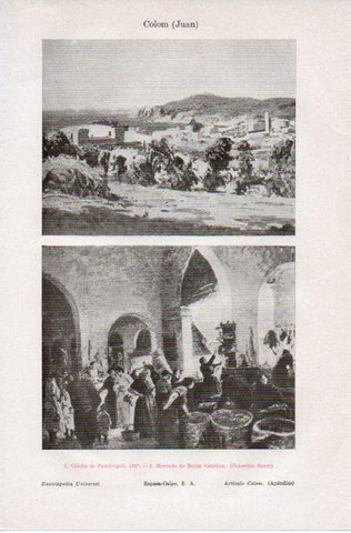 LAMINA V09115: Calella de Palafrugell y Mercado de Santa Catalina, por Juan Colom