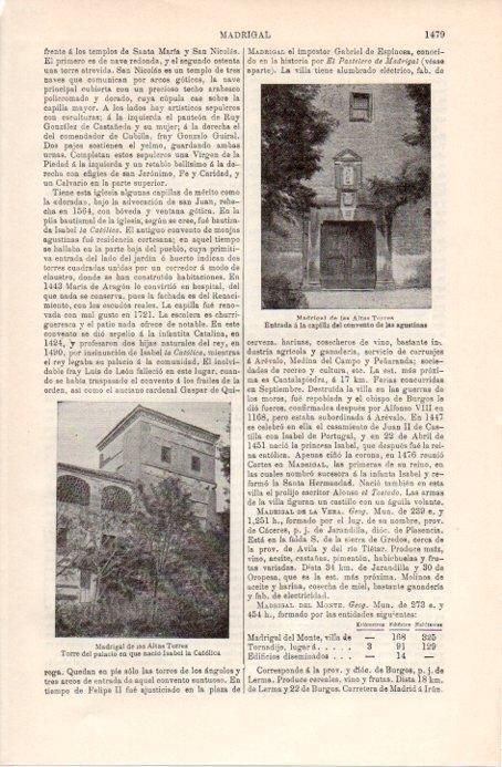 LAMINA V09090: Palacio natal de Isabel la Catolica en Madrigal de las Altas Torres
