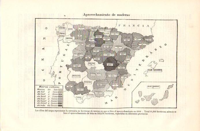 LAMINA V09002: Mapa de España del aprovechamiento de la madera