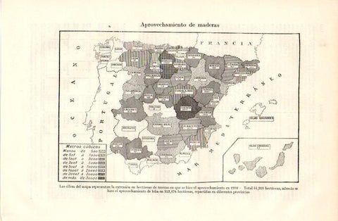 LAMINA V09002: Mapa de España del aprovechamiento de la madera
