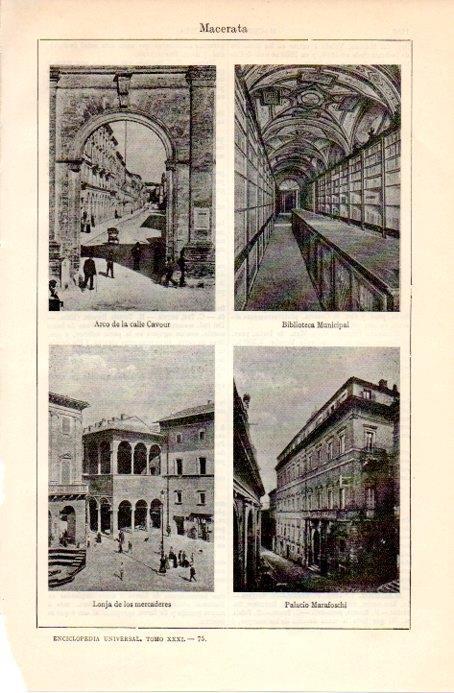 LAMINA V08985: Vistas varias de Macerata, Italia