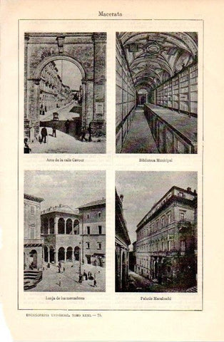 LAMINA V08985: Vistas varias de Macerata, Italia
